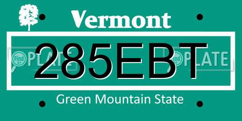 285EBT Vermont License Plate