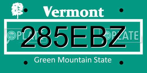 285EBZ Vermont License Plate