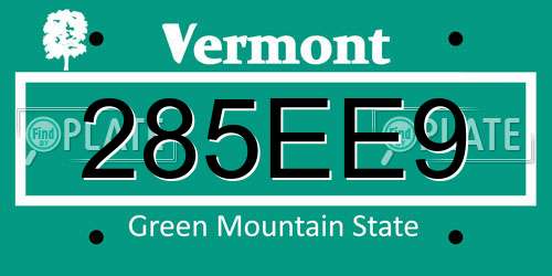 285EE9 Vermont License Plate