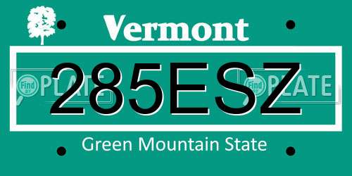 285ESZ Vermont License Plate