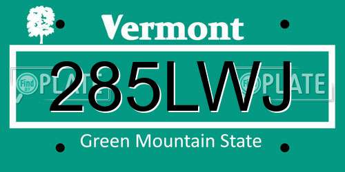 285LWJ Vermont License Plate