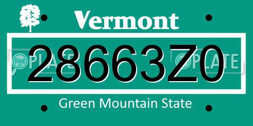 28663Z0 Vermont License Plate