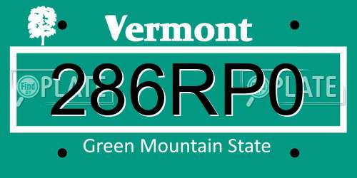 286RP0 Vermont License Plate