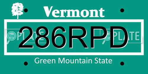 286RPD Vermont License Plate