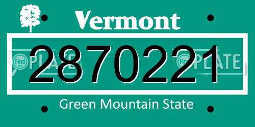2870221 Vermont License Plate