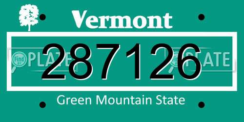287126 Vermont License Plate