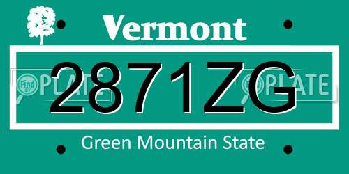 2871ZG Vermont License Plate