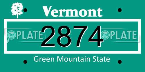 2874 Vermont License Plate