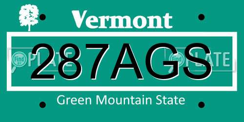 287AGS Vermont License Plate