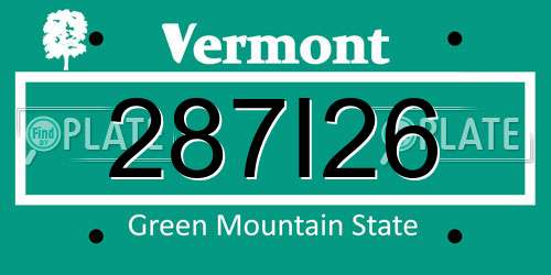 287I26 Vermont License Plate