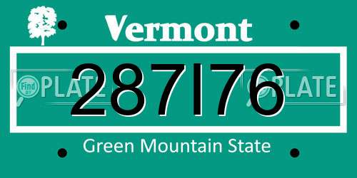 287I76 Vermont License Plate