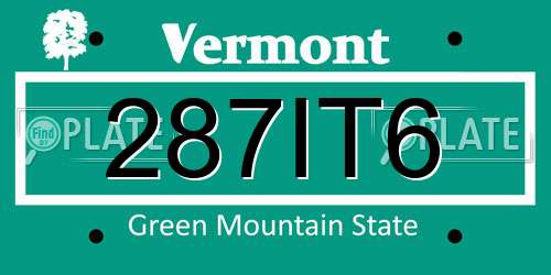 287IT6 Vermont License Plate