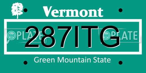287ITG Vermont License Plate