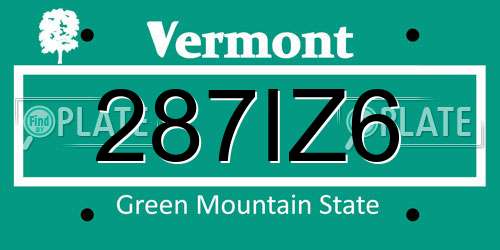287IZ6 Vermont License Plate
