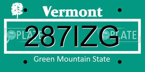 287IZG Vermont License Plate