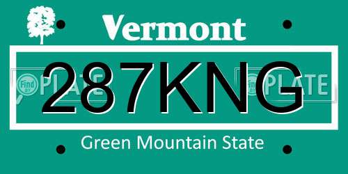 287KNG Vermont License Plate
