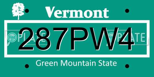 287PW4 Vermont License Plate