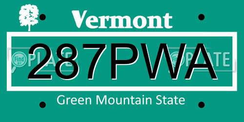287PWA Vermont License Plate