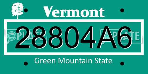 28804A6 Vermont License Plate