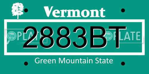 2883BT Vermont License Plate