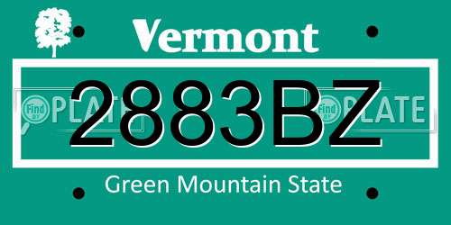 2883BZ Vermont License Plate