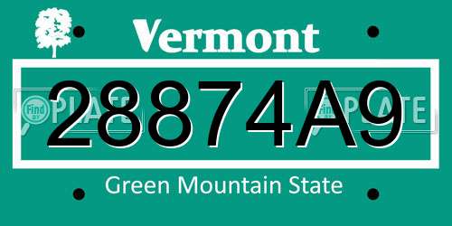 28874A9 Vermont License Plate