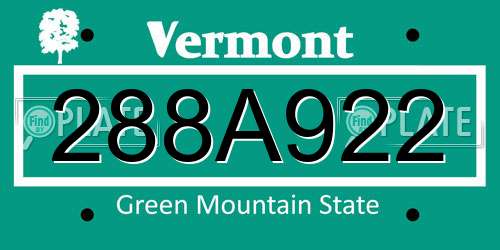 288A922 Vermont License Plate