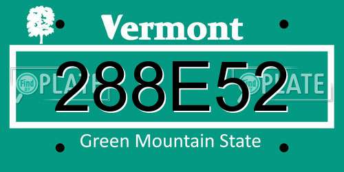 288E52 Vermont License Plate