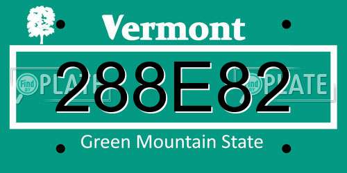 288E82 Vermont License Plate