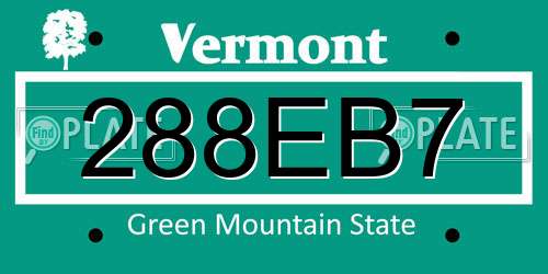 288EB7 Vermont License Plate