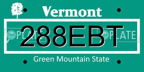 288EBT Vermont License Plate