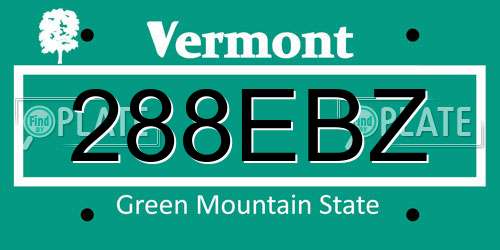 288EBZ Vermont License Plate