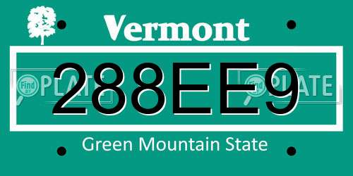 288EE9 Vermont License Plate