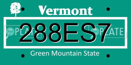 288ES7 Vermont License Plate