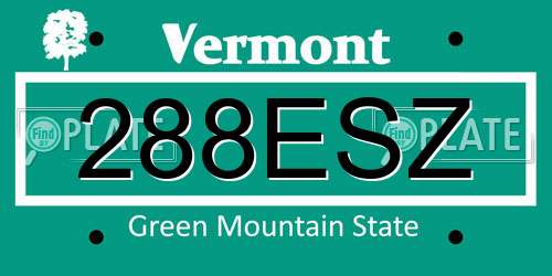 288ESZ Vermont License Plate