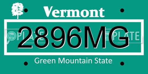 2896MG Vermont License Plate