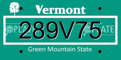 289V75 Vermont License Plate