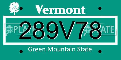 289V78 Vermont License Plate
