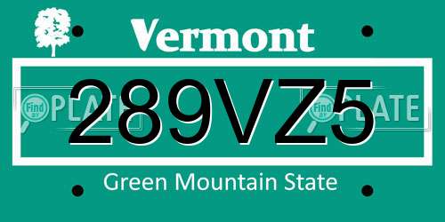 289VZ5 Vermont License Plate