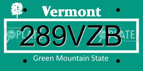 289VZB Vermont License Plate