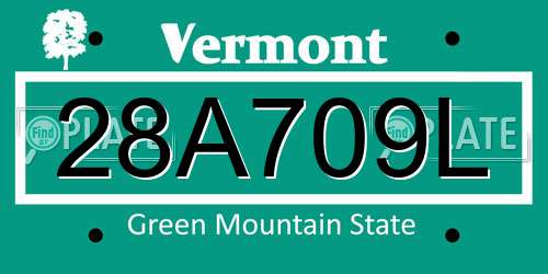 28A709L Vermont License Plate