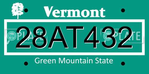 28AT432 Vermont License Plate