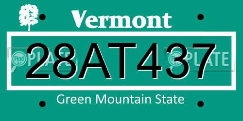 28AT437 Vermont License Plate