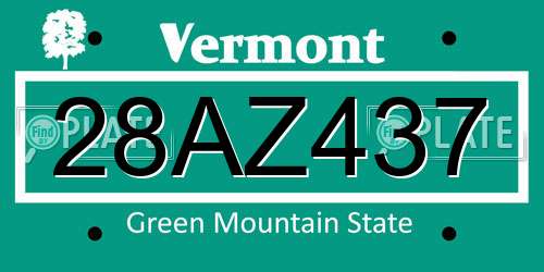 28AZ437 Vermont License Plate