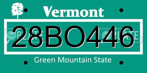 28BO446 Vermont License Plate
