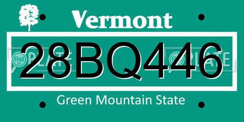 28BQ446 Vermont License Plate