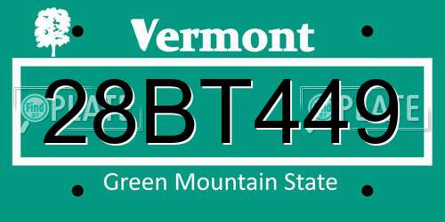 28BT449 Vermont License Plate