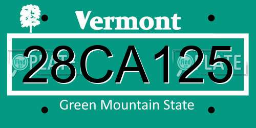 28CA125 Vermont License Plate