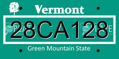 28CA128 Vermont License Plate