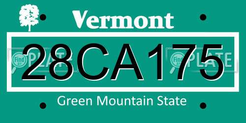 28CA175 Vermont License Plate